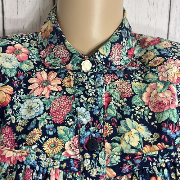 Vintage Conversation Pieces Floral Long Sleeve Ruffle Bodice Button Down Top - Picture 4 of 9